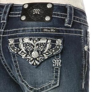 MISS ME PRESSED BLOSSOMS BOOT CUT JEAN JP7592B NWT